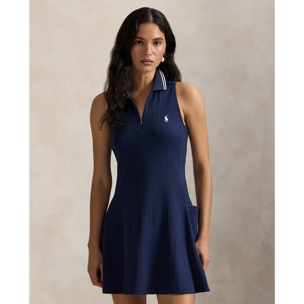 Ir para o Produto: Vestido Polo Sem Mangas em Tecido Jacquard Estampado