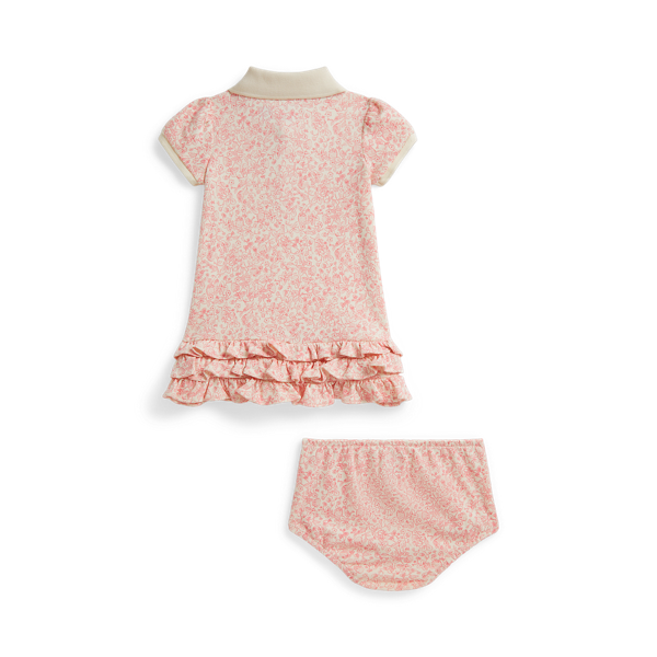 Ir para o Produto: Vestido de Algodão com Polo e Calça de Bebê em Morango
