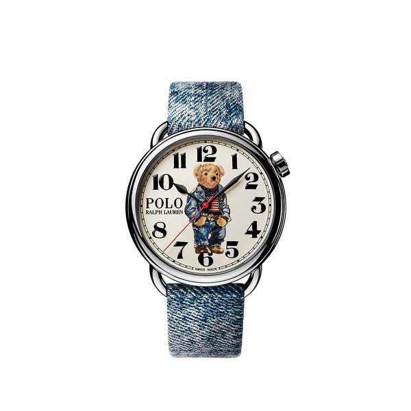 Ir para o Produto: 42 MM Denim Polo Bear Aço Dial Branco