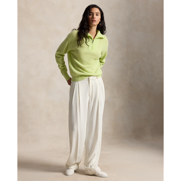 Ir para o Produto: Suéter de Cashmere com Zíper Metade em Gola Rolê