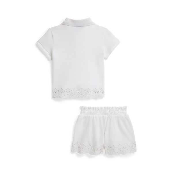 Ir para o Produto: Camisola Polo de Malha Elástica com Olhal e Calça Curta