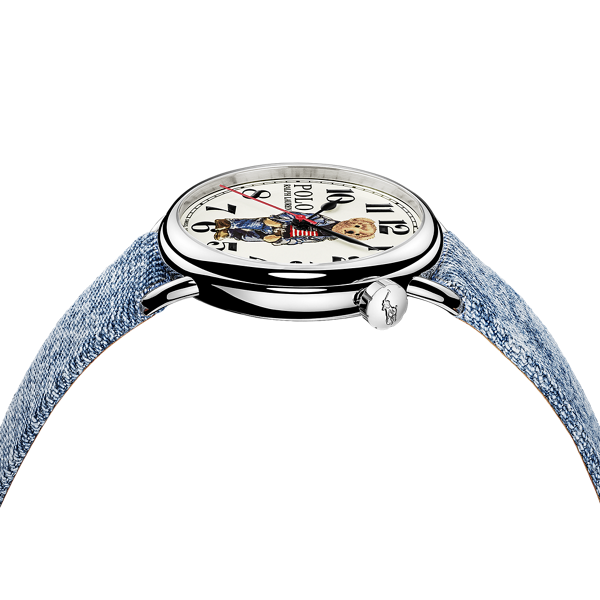 Ir para o Produto: 42 MM Denim Polo Bear Aço Dial Branco