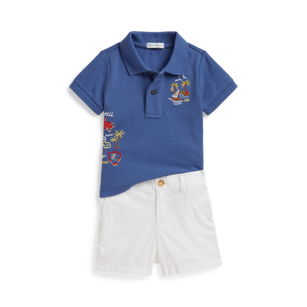 Ir para o Produto: Camiseta de Malha com Bordado e Bermuda de Twill