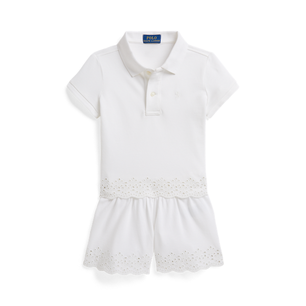 Ir para o Produto: Camisola Polo de Malha Elástica com Olhal e Calça Curta