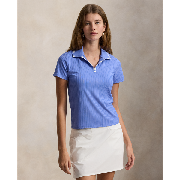 Ir para o Produto: Camisa Polo de Críquete em Malha com Costura em Riscos com Corte Slim
