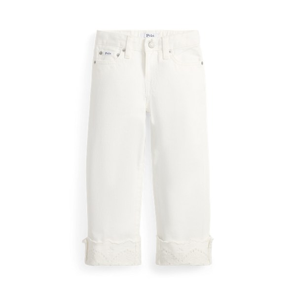 Ir para o Produto: Calça Jeans Larga de Algodão com Punho em Olhal